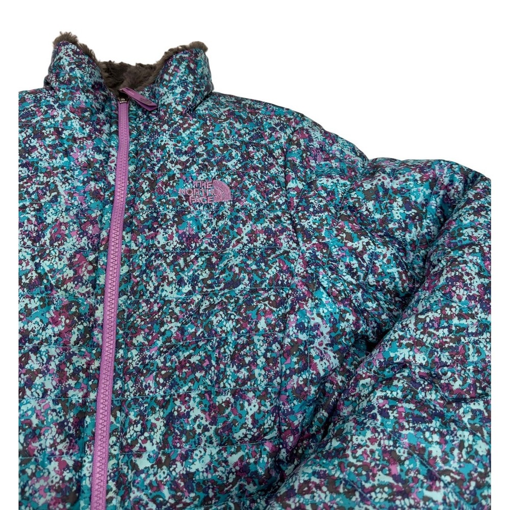 The North Face Girls Reversible Mossbud Swirl Blue Jacket Size XL 18